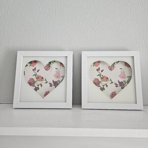 NWT- Opalhouse Framed Floral Heart Wall Decor- Set Of 2